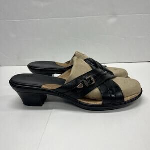 Sofft Sandals Slides Womens 11 M Black Leather Heel Comfort Shoes